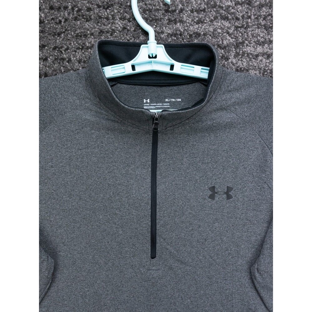Under Armour Shirt Mens XL Gray 1/4 Zip Long Sleeve Loose Active Quick Dry Golf - Picture 6 of 12